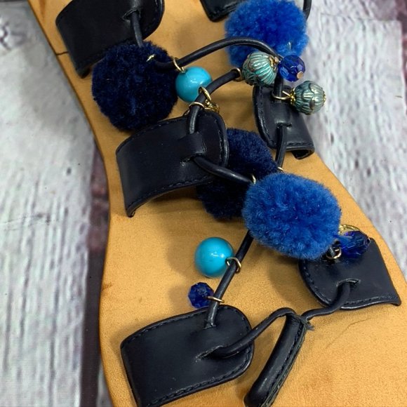 BP. Laney Blue Pom Pom Tassel Twinkly Beads Ankle - Picture 9 of 10